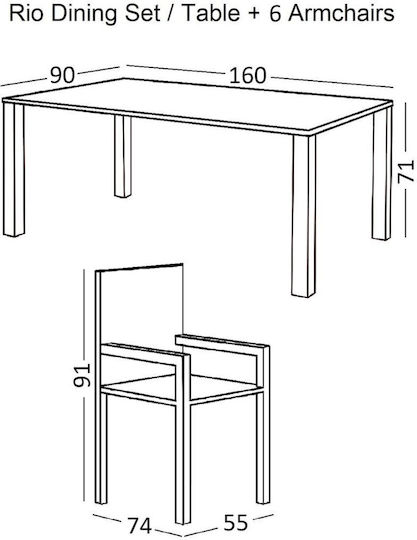 Garten- und Outdoor-Möbelsets Speisesaal Rio 7 Stück Anthrazit E250,50