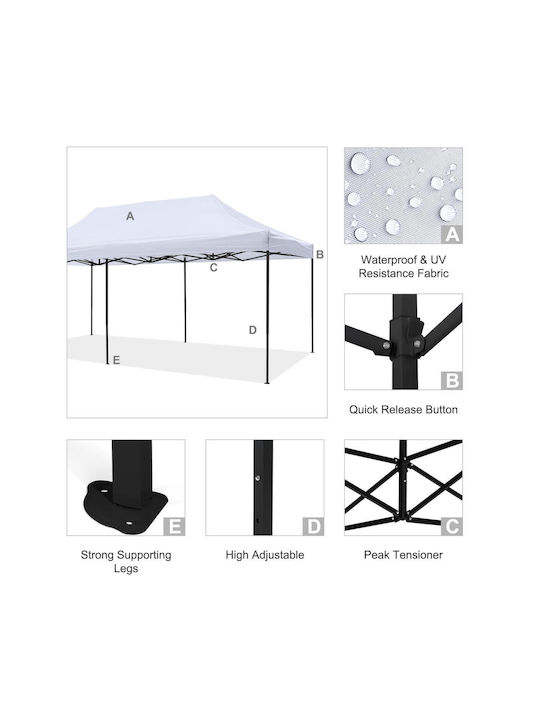 HomeMarkt Matthew Garden Freestanding Gazebo White 3x6cm