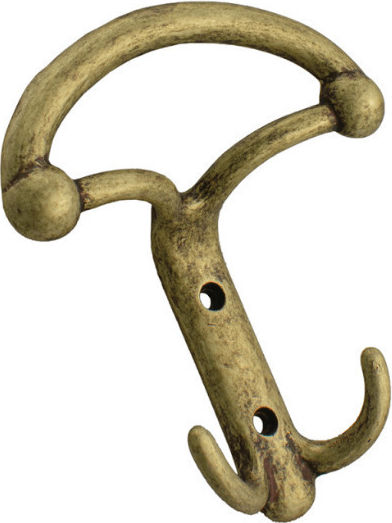 Viobrass Metal Wall Hanger With 3 Gray Hooks 10.7x12.3cm