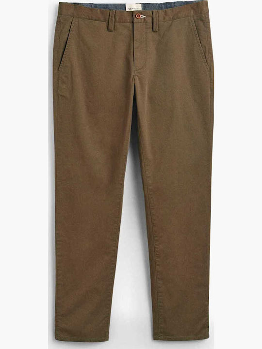 Trousers Cargo Elastic in Slim Fit Brown