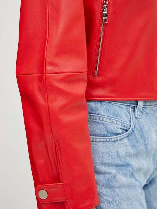 Hugo Boss Leather Jacket Leather Red