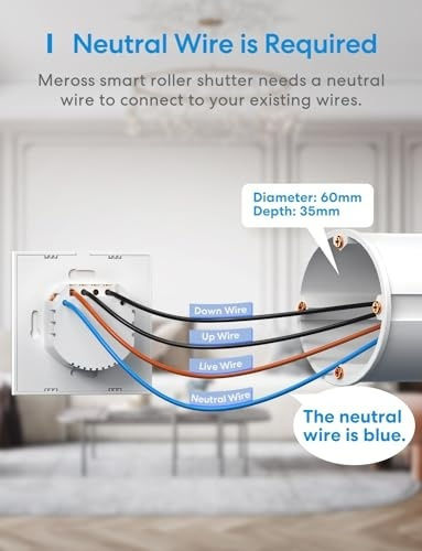 Meross Διακόπτης Τοίχου με Οθόνη Αφής Wi-Fi Ρολών