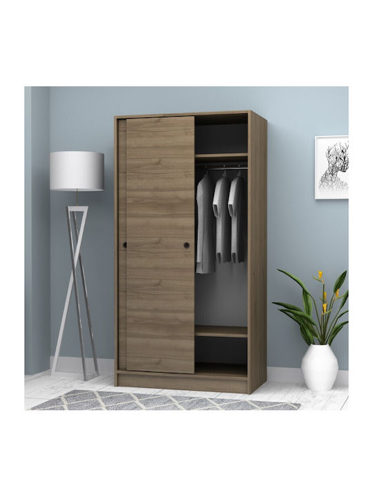 Double Door Wardrobe Sliding Misra Walnut 94x52x182cm