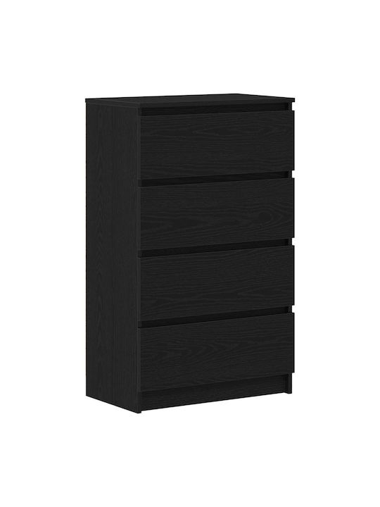 Wooden Chest of Drawers with 4 Drawers Black Oak 60x35x98.5cm