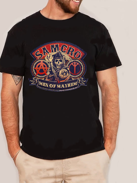 Bluză Tricou Negru Sons Anarchy Samcro Bărbați Mayhem Original Fruit Loom 100% Bumbac Nr1