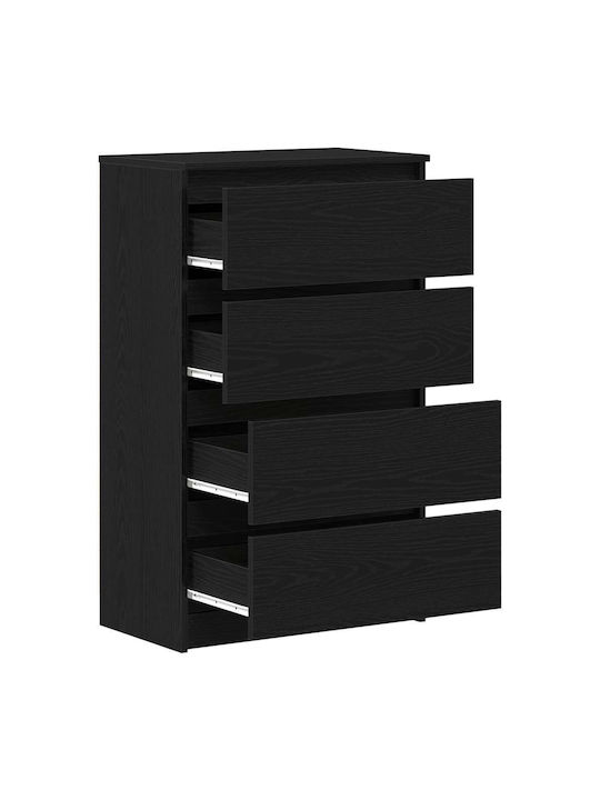 Wooden Chest of Drawers with 4 Drawers Black Oak 60x35x98.5cm