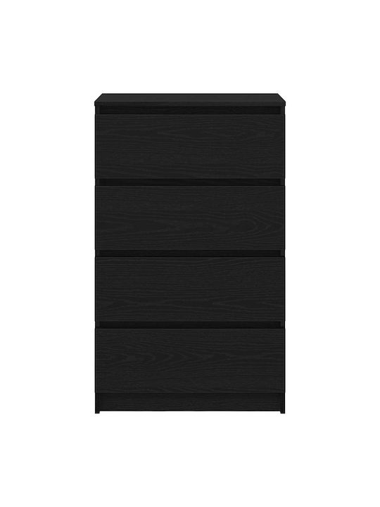 Wooden Chest of Drawers with 4 Drawers Black Oak 60x35x98.5cm