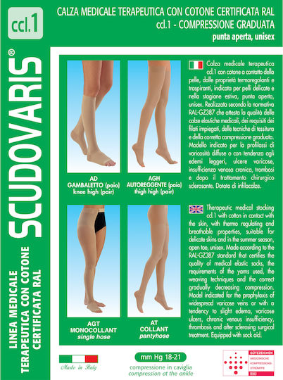 Scudovaris Κάλτσες Κάτω Γόνατος 18-21 mmHg Μπεζ