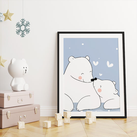 Παιδικό Κάδρο Happy Bears με Λευκή Κορνίζα από Πλαστικό 21x30εκ.
