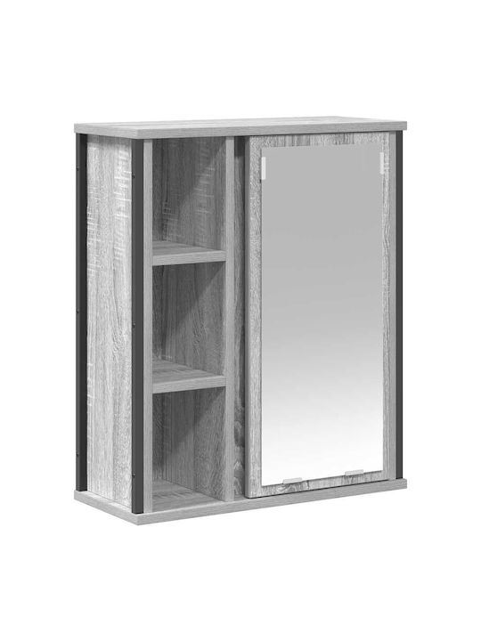 vidaXL Bathroom Mirror made of Stainless Steel with Shelf & Cabinet 50x21cm Gray