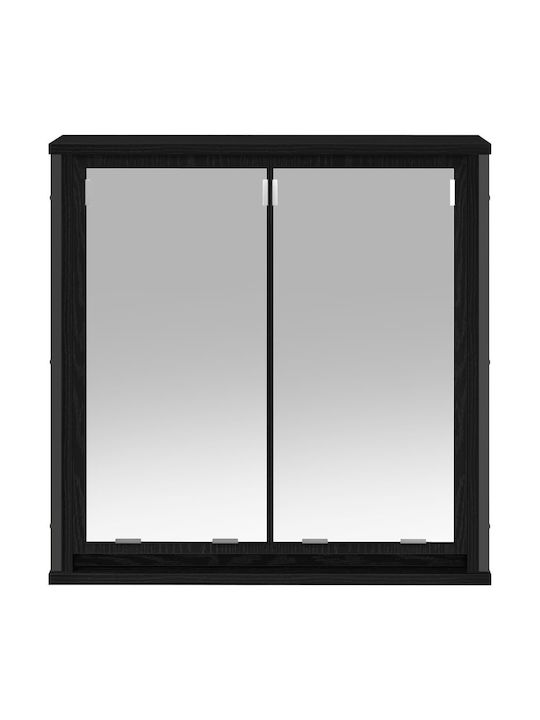 vidaXL Bathroom Mirror made of Stainless Steel with Shelf & Cabinet 60x21cm Black