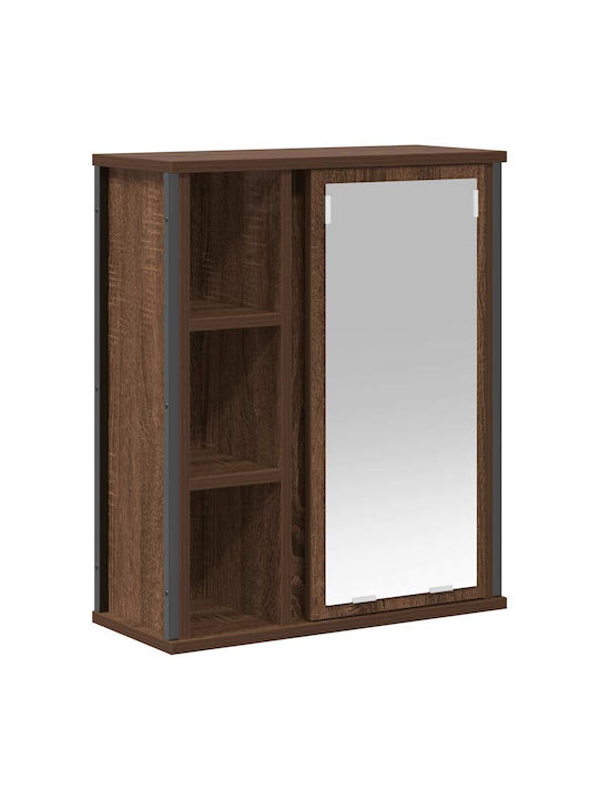 vidaXL Bathroom Mirror made of Stainless Steel with Shelf & Cabinet 50x21cm Brown