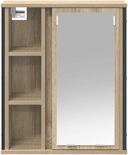 vidaXL Oglindă de Baie din Oțel Inoxidabil cu Raft & Dulap 50x21cm Maro