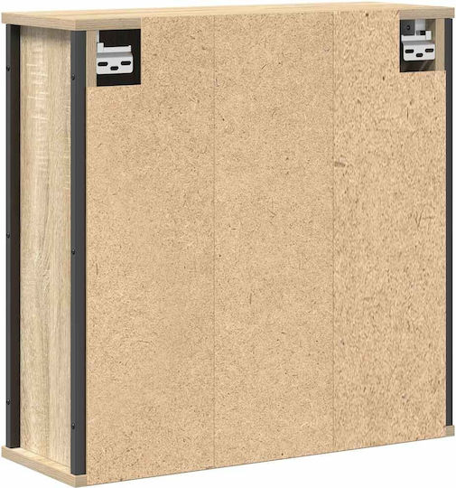 vidaXL Oglindă de Baie din Oțel Inoxidabil cu Raft & Dulap 50x21cm Maro