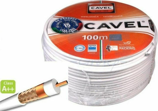 Cavel Sat752fb Καλώδιο Ομοαξονικό 75ω Εξασθένηση 16.7db/100m Φ6.60mm Λευκό 1m