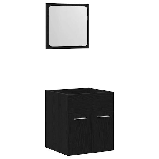 vidaXL Countertop without Sink with Mirror L41xW38.5xH46cm Black Oak