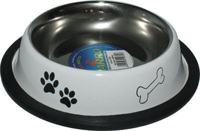 Metallic Food and Water Bowl for Dog and Cat 22cm Various Designs or Colours