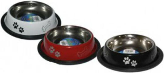 Metallic Food and Water Bowl for Dog and Cat 22cm Various Designs or Colours