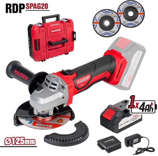 Raider R20 Τροχός 125mm Μπαταρίας με Ρύθμιση Στροφών 1x4Ah