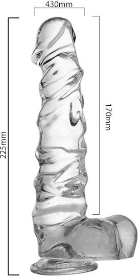 SMD CrystalVein Ρεαλιστικό Dildo με Όρχεις και Βεντούζα Διάφανο 22.5cm