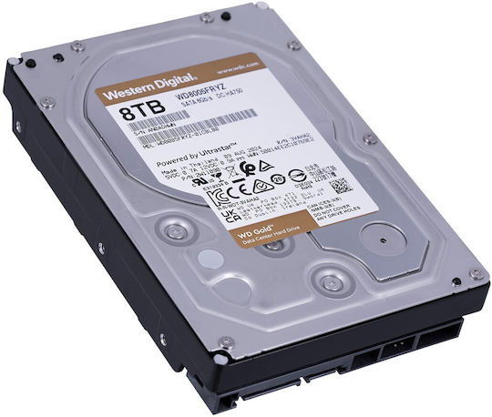 Western Digital Gold 8TB HDD Hard Drive 3.5" SATA III 7200rpm with 256MB Cache for NAS / Server WD8005FRYZ
