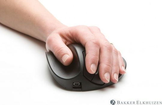 Bakker Elkhuizen HandShoeMouse Righthanded Small USB Wireless Ασύρματο Εργονομικό Ποντίκι Μαύρο