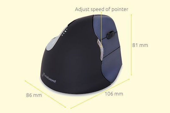 Bakker Elkhuizen Evoluent4 Wireless Безжичен Ергономичен Vertical Мишка Черен