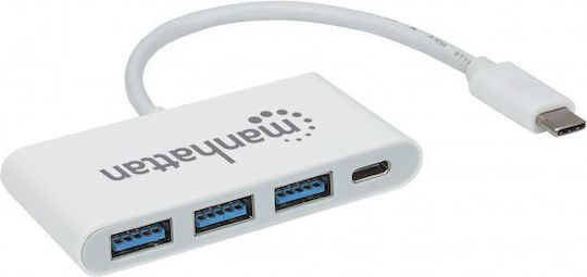 Manhattan IADAP USB31-HUB31C Hub 4 Θυρών USB 3.1 με σύνδεση USB-C Λευκό
