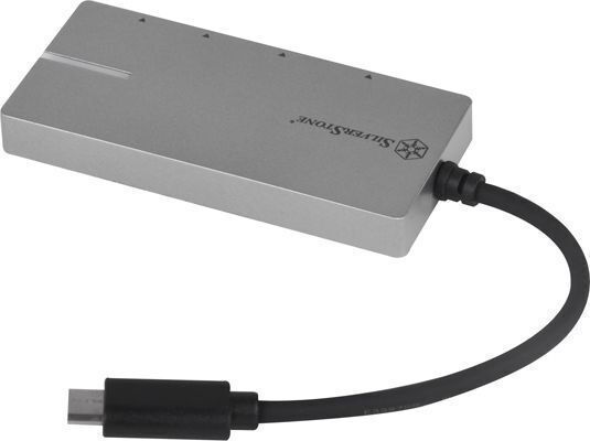 Silverstone EP09C USB-Hub mit 4 Anschlüssen USB 3.1 mit USB-C Anschluss in Silber