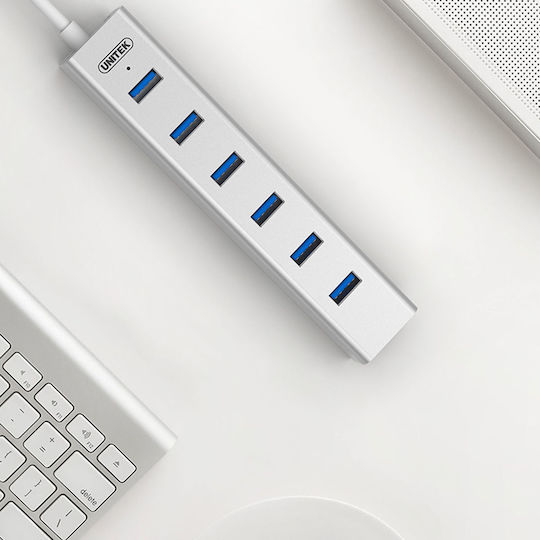Unitek USB 3.0 Hub 7 Ports with USB-A Connection Silver