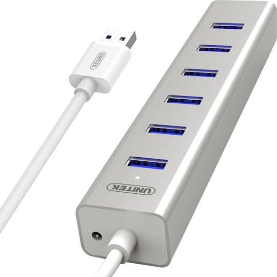 Unitek USB 3.0 Hub 7 Ports with USB-A Connection Silver