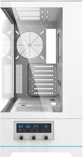 Darkflash DY451 Гейминг Midi Tower Компютърна кутия със странично прозорче Бял