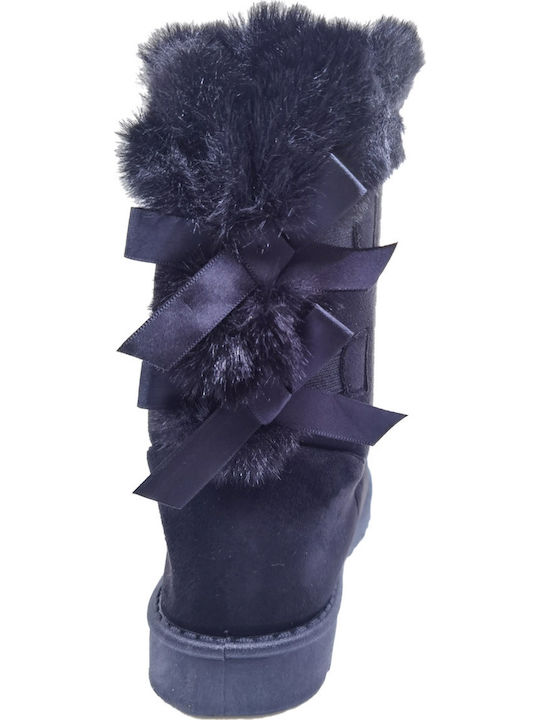 Suede Women's Boots with Fur Black