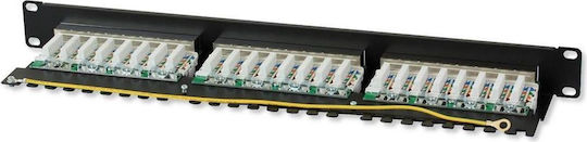 Techly Пач панел за рафт 1U 19" 24 порта cat6 Черен