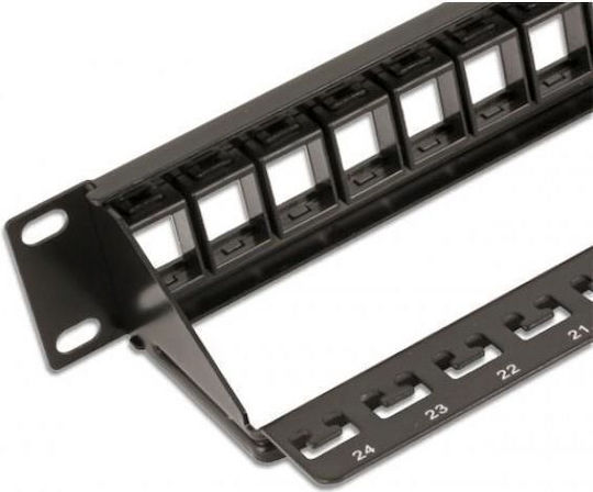 Intellinet Patch Panel Keystone για Rack 1U 19" 24 Θυρών Μαύρο