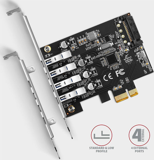 Axagon Κάρτα PCIe σε 4 θύρες USB 3.2