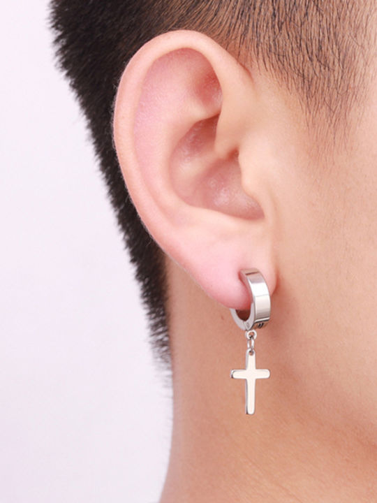 Art Men's Earrings Hoops made of Steel Art Men's Earrings Hoops made of Steel