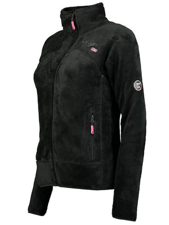 Fleece Γυναικεία Ζακέτα με Φερμουάρ Black