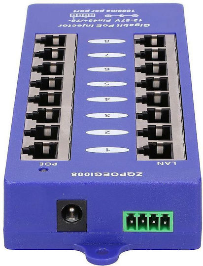 Extralink Poe Injektor 8 Port Gigabit Modus B