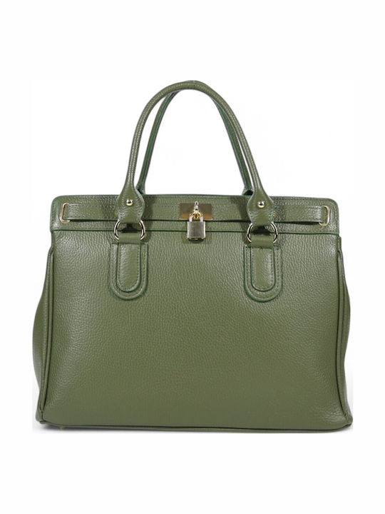 Passaggio Leather De piele Geantă de damă Tote De mână Verde 5673