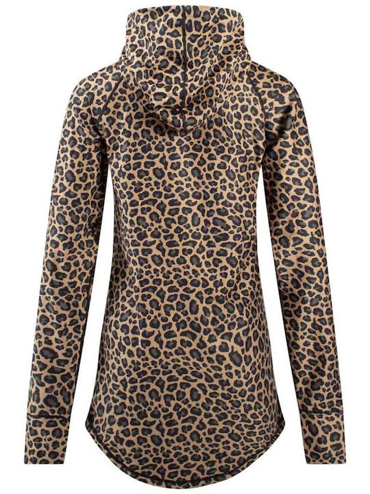 Bluze Damă Mânecă Lungă Cu Glugă Animal Print Maro