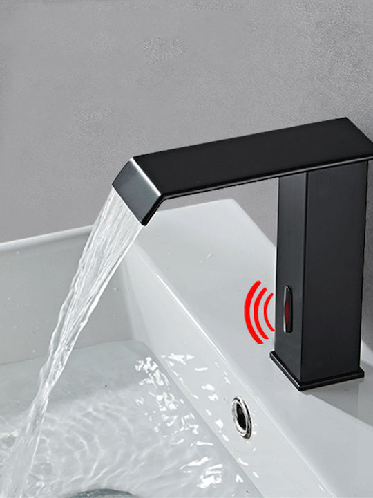 Bathroom Sink Faucet Blackswan Type M181 Black Model Waterfall Spout Sensor Size 17.5 Cm Bathroom Sink Faucet Blackswan Type M181 Black Model Waterfall Spout Sensor Size 17.5 Cm