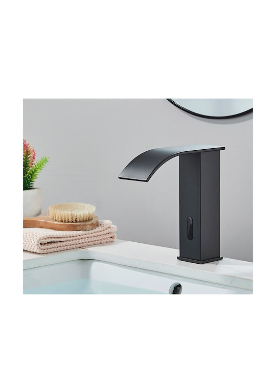 Bathroom Sink Faucet Blackswan Type M183 Short Black Model Waterfall Spout Sensor Size 15 Cm