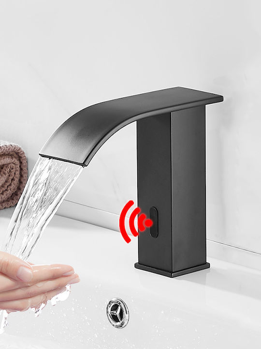 Bathroom Sink Faucet Blackswan Type M183 Short Black Model Waterfall Spout Sensor Size 15 Cm