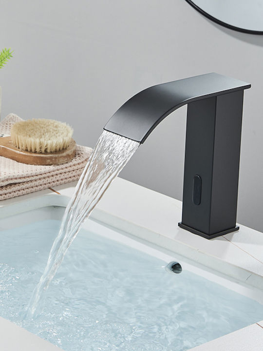 Bathroom Sink Faucet Blackswan Type M183 Short Black Model Waterfall Spout Sensor Size 15 Cm