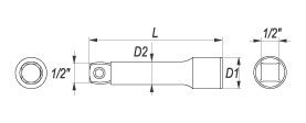 Yato Pneumatic Ratchet Extension 1/2" 76mm