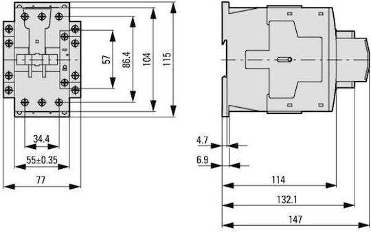 Eaton Ρελέ Ράγας Ισχύος 170A Τριπολικό με Τάση 24V