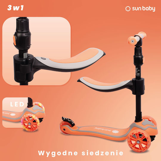 Sun Baby Kinderroller Flash 3-Rad mit Sitz für 3+ Jahre Pfirsich