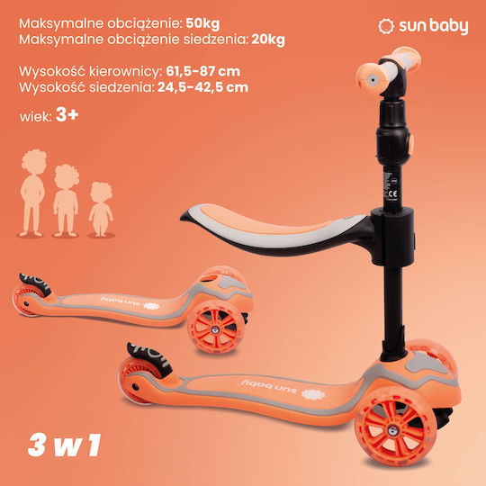 Sun Baby Kinderroller Flash 3-Rad mit Sitz für 3+ Jahre Pfirsich
