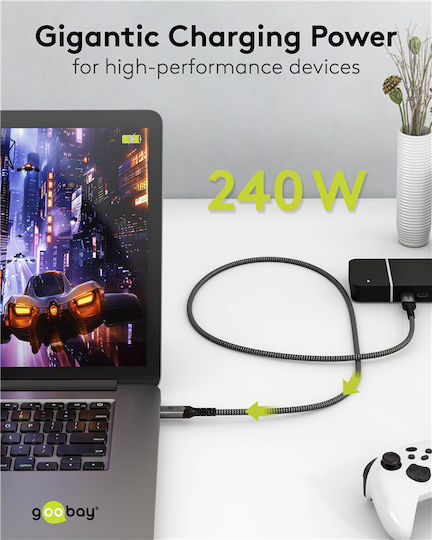 Goobay USB 4 Video Cable USB-C Male - USB-C / DisplayPort 240W PD Grey 1.5m 74212